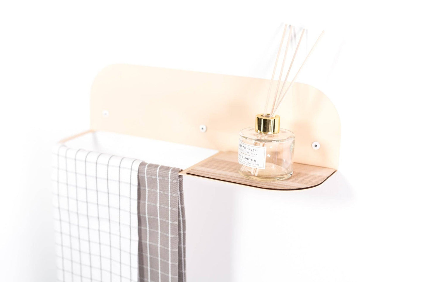 Steel & Wood Towel Rack (Beige)