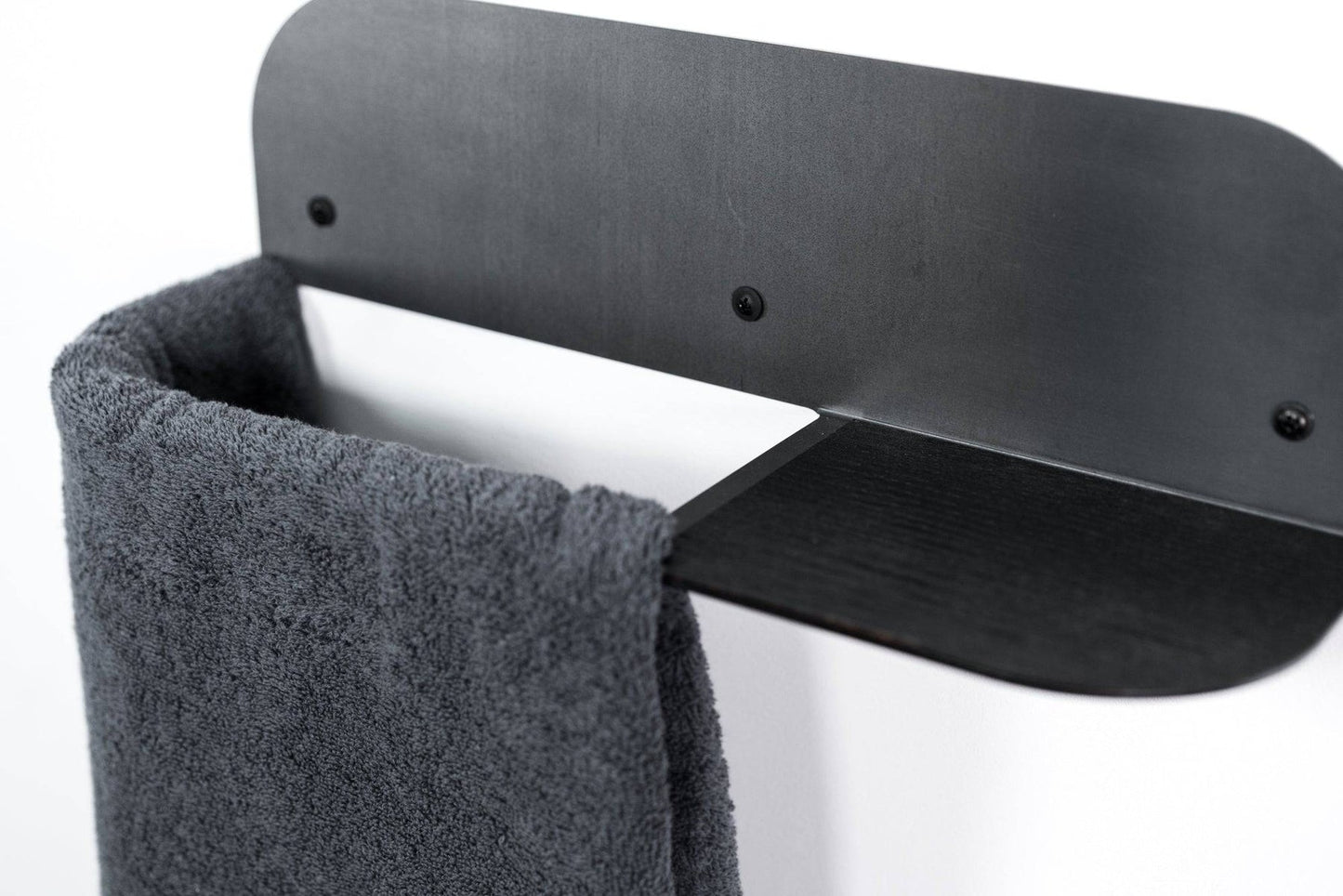 Steel & Wood Towel Rack (Black)