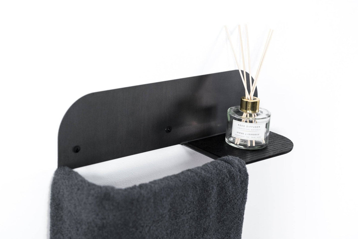 Steel & Wood Towel Rack (Black)