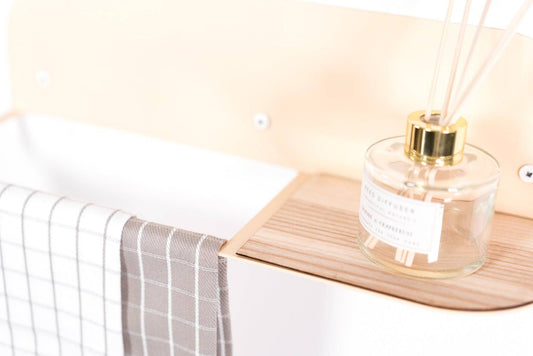 Steel & Wood Towel Rack (Beige)