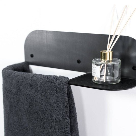Steel & Wood Towel Rack (Black)